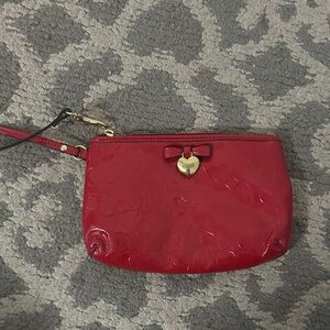 Coach Red Wristlet with Heart Charm